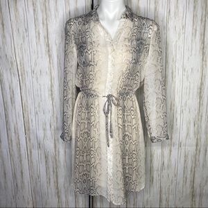 🍋 Old Navy chiffon snake print sheer shirt dress